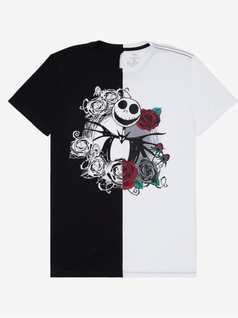 Disney The Nightmare Before Christmas Jack Skellington Split Black & White Tee